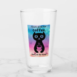 Först dricker jag kaffe och gör det här sak glaskopp