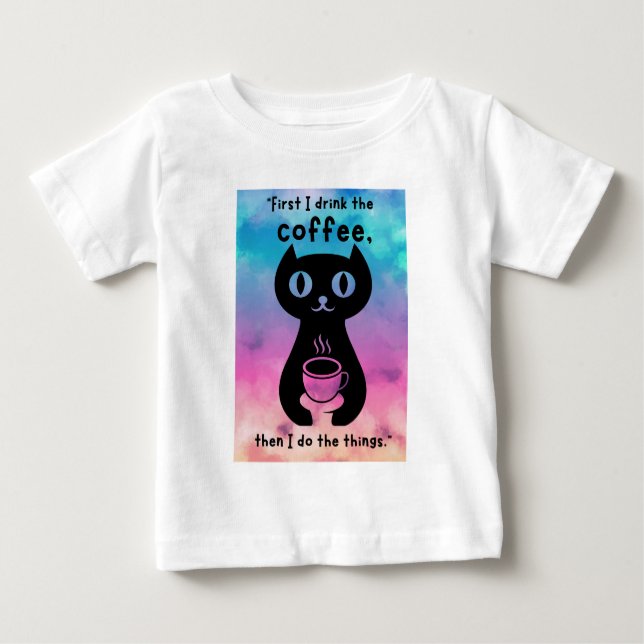 Först dricker jag kaffe och gör det här sak t shirt (Framsida)