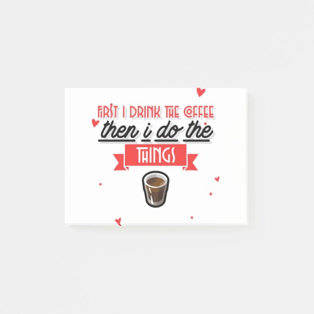 Först dricker jag kaffe post-it block (Framsida)