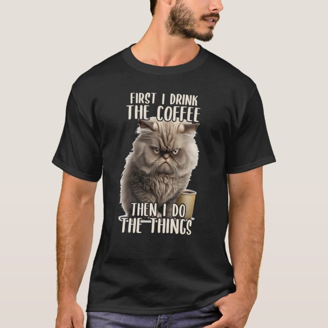 Först gör jag kaffekaffe och sarkattklump t shirt (Framsida)