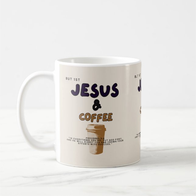 Först Jesus, sedan kaffe/Mugg/kristen/köks Kaffemugg (Vänster)
