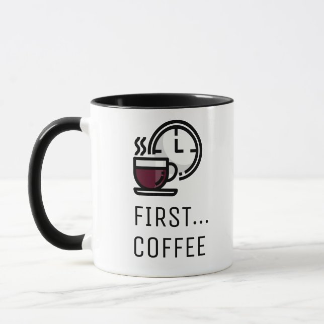 Först...Kaffe med Retroklocka & Kopp Kaffe (Vänster)