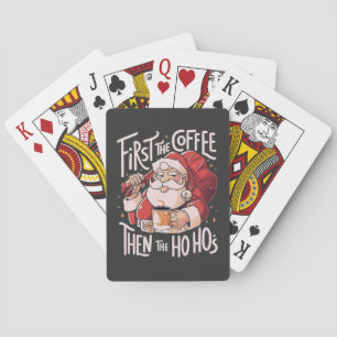Först kaffe sedan Ho Hos jul Santa Casinokort