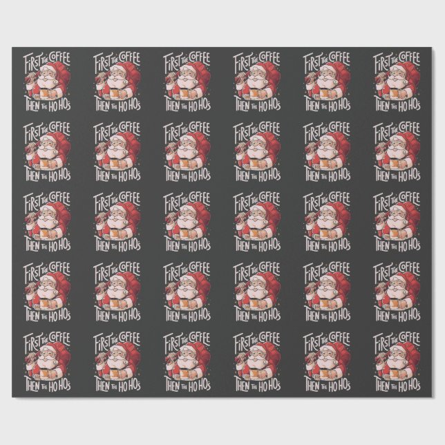 Först kaffe sedan Ho Hos jul Santa  Presentpapper (Platt)