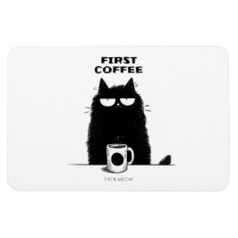 Först kaffe sen mjau – Rolig katt för kaffebönner Magnet