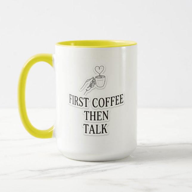 Först kaffe sen snack Rolig kaffefanatiker Tvåtons Mugg (Vänster)