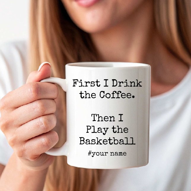 Först kaffe, sen spelar jag basket roligt kaffemugg (First Coffee Then I Play the Basketball funny Coffee Mug)