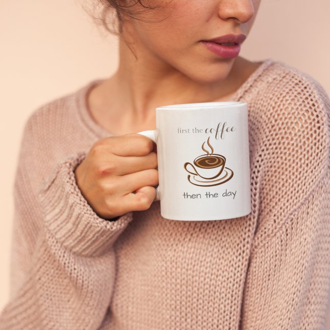 Först kaffet och Personligen Dag Cute Två-Tonad Mugg (Skapare uppladdad)