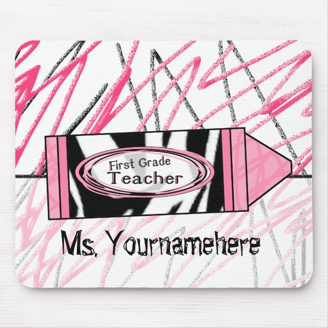 Först klasslärare Mousepad - zebra tryckCrayon Musmatta (Framsidan)