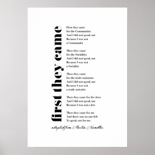 Först kom de från Martin Niemöller Poster