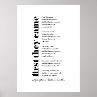 Först kom de från Martin Niemöller Poster