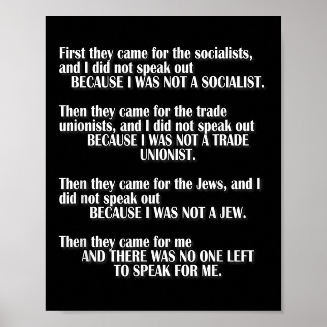 Först kom de till socialisterna som Lämnade tala P Poster (Framsidan)