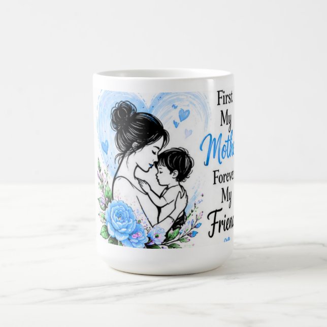 Först min mamma för evigt min vän Blommönster Kaffemugg (Center)