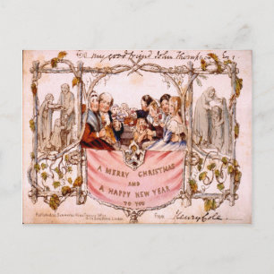 Först - någonsin julkort, England 1846 Helg Vykort
