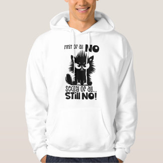Först och främst, ingen rolig kattälskarepresent hoodie