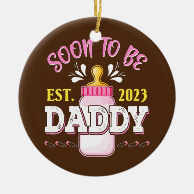 Först pappa New pappa... -... ... ... ...pappa Est Julgransprydnad Keramik (Framsidan)