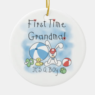 Först Time mormor av pojkegåvor Julgransprydnad Keramik