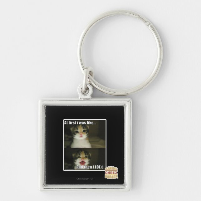 Först var jag som fyrkantig silverfärgad nyckelring (Framsidan)