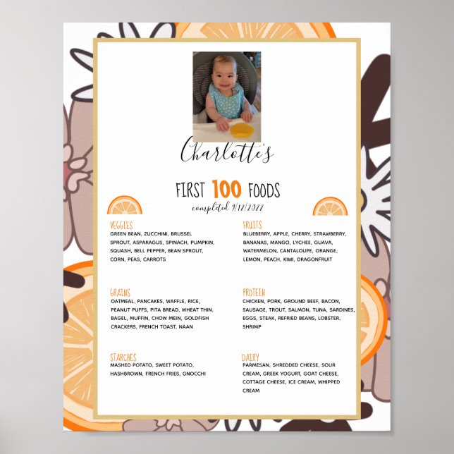 Första 100 Mat Baby avvänjning Poster (Framsidan)
