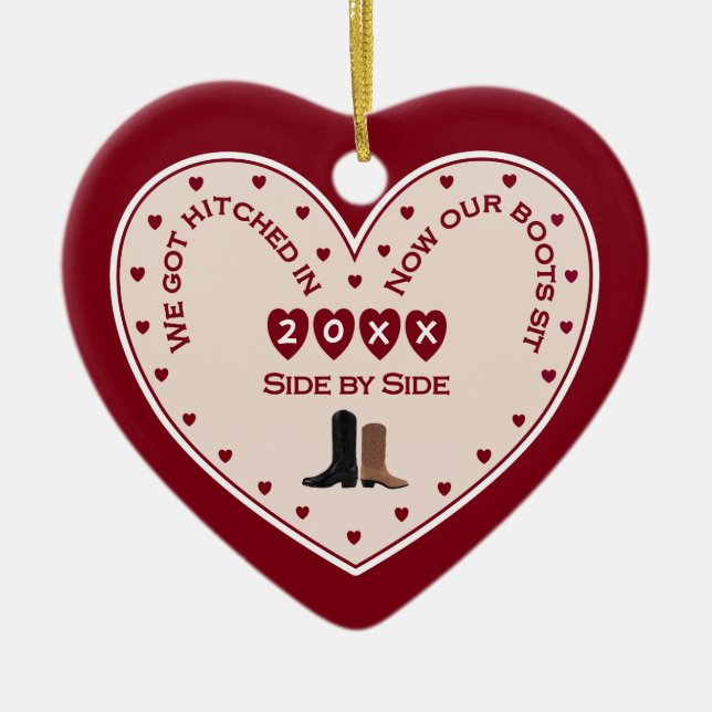 Första 1:a julen, Gift med Westerna Land Julgransprydnad Keramik (Framsidan)