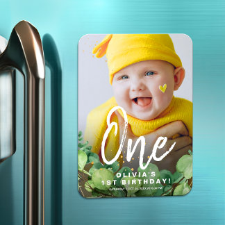 Första 1-Elegantens klassiskt foto för slutfödelse Magnet