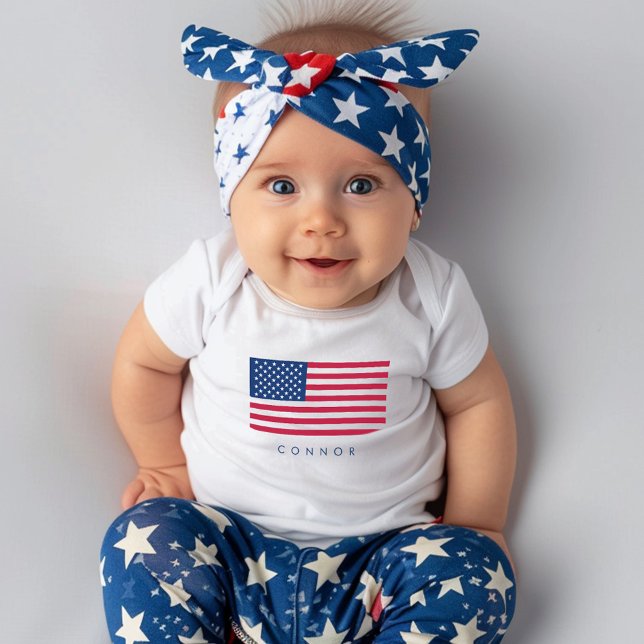 Första 4 juli amerikanska Flagga Stars och stripes T Shirt (First 4th Of July American Flag Stars And Stripes Baby Bodysuit)
