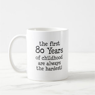 Första 80 år av den roliga muggen för barndom kaffemugg