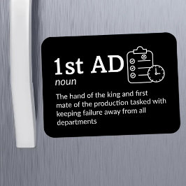 Första AD-definition - filmbesättning 3 tum x 4 tu Magnet