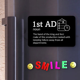 Första AD-definition - filmbesättning 4 tum x 6 tu Magnet