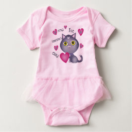 Första Alla hjärtans dag Kat Girl Baby Tutu Bodyko Tee Shirt