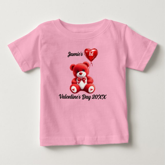 Första Alla hjärtans dag | Personligens Nalle T Shirt (Framsida)