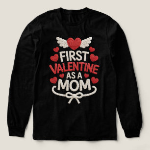 Första Alla Hjärtans Dag som Mamma Falsk Broderi K T Shirt