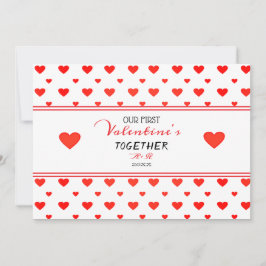Första Alla hjärtans dag tillsammans Red Hearts Ph Julkort