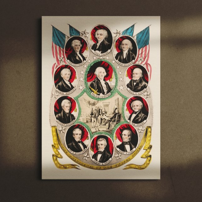 Första amerikanska presidenterna återställde 1844- canvastryck (Skapare uppladdad)