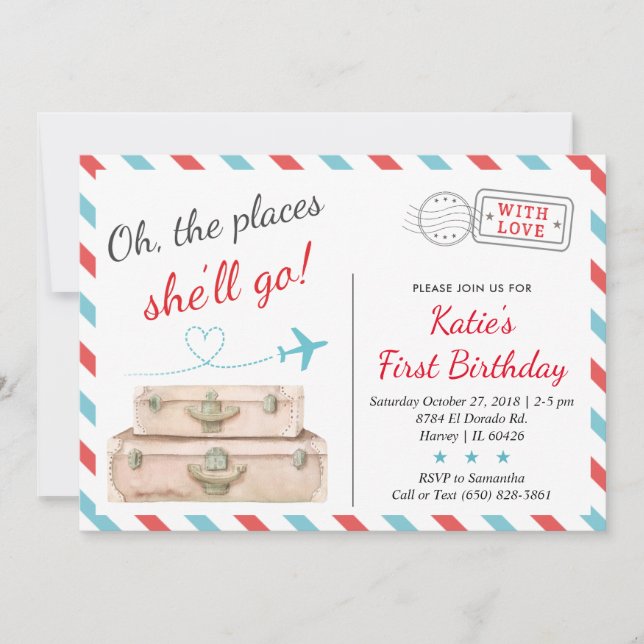 Första andra och tredje flygplanet - Födelsedagsfe Inbjudningar (Framsida)