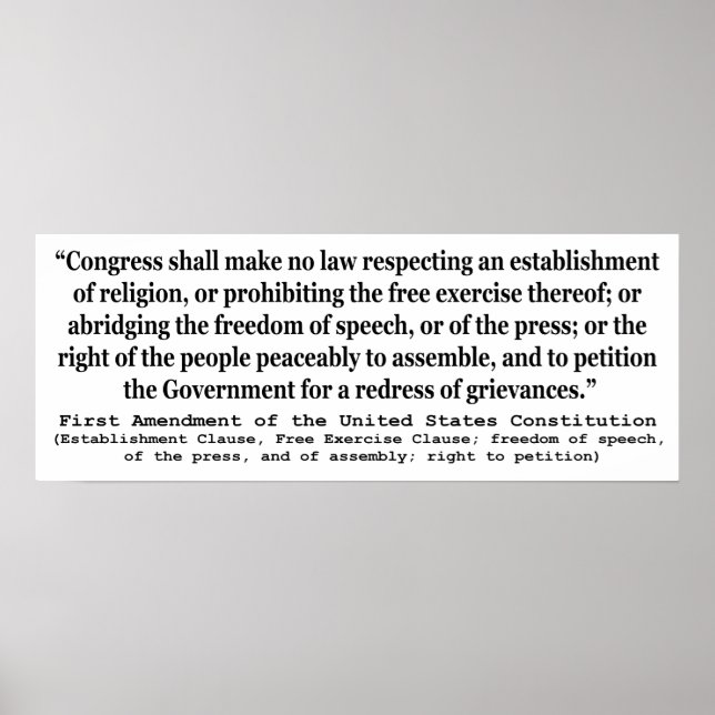 Första ändringen av Förenade Stater-konstitutionen Poster (Framsidan)