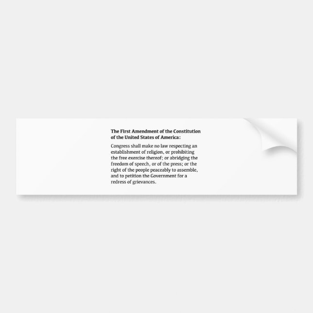 Första ändringen av konstitutionen bildekal (Framsidan)
