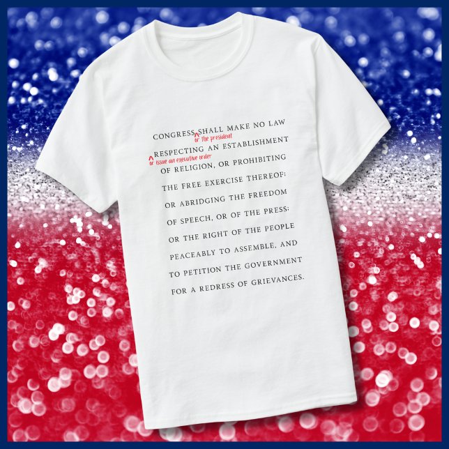 Första ändringen Revision Democracy T-Shirt (First Amendment Freedom of Speech Revised Version for president)