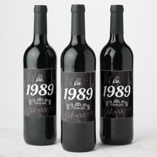 Första året 1989: ett klassiskt år vinflaska etikett
