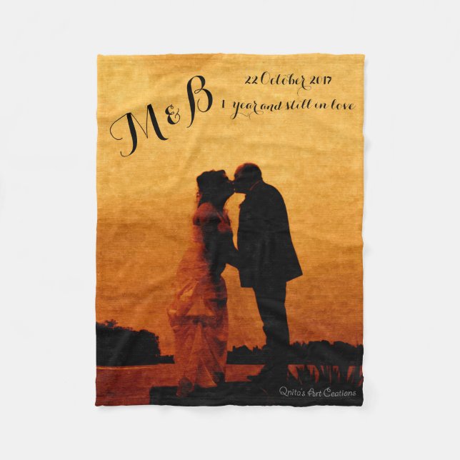 Första året bröllop-årsdagen fleecefilt (Framsidan)