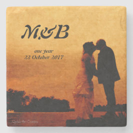 Första året bröllop-årsdagen underlägg sten