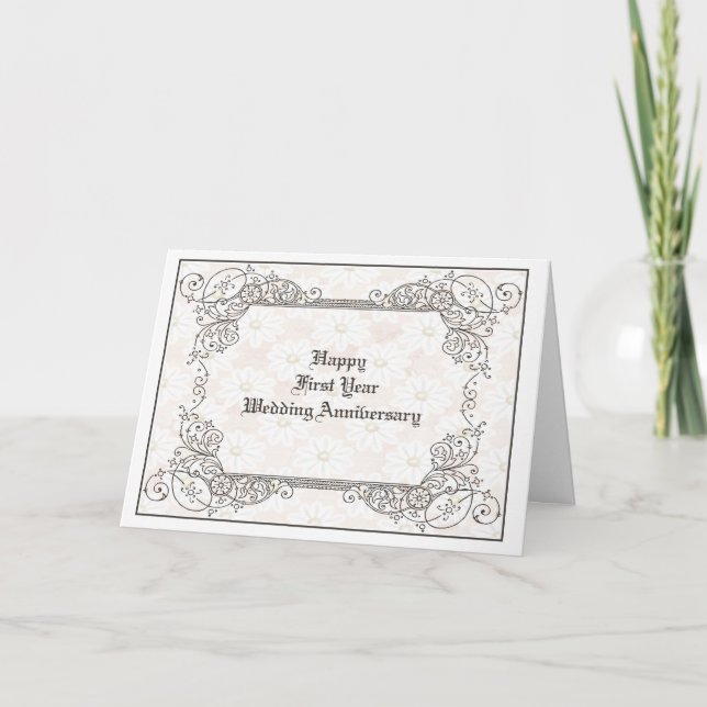 Första året Bröllop-årsjubileum Kort (Framsida)