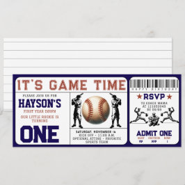 Första året efter Baseball Biljett 1:a födelsedag Inbjudningar