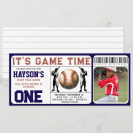 Första året efter Baseball Biljett 1:a födelsedag Inbjudningar