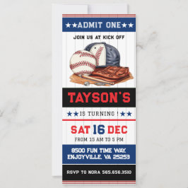 Första året efter Baseball Biljett 1:a födelsedag Inbjudningar