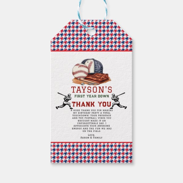 Första året efter basket 1:a födelsedag presentetikett (Framsidan)