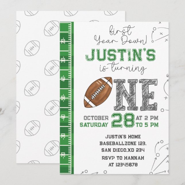 Första året efter födelsedag Första året Dow Inbjudningar (Fram/baksida)