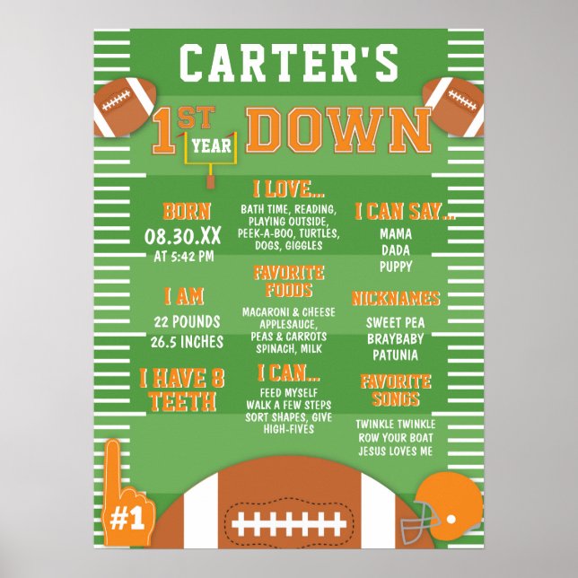 Första året efter Orange Fotboll 1:a födelsedagssk Poster (Framsidan)