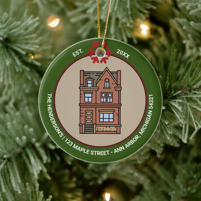 Första året hemma för Personligen Helgdagar Julgransprydnad Keramik (Träd)