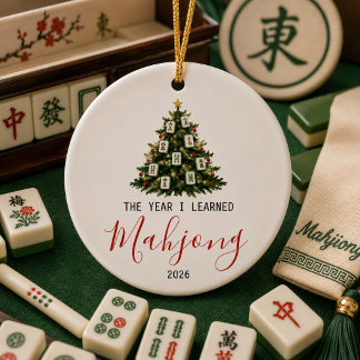Första året jag lärde mig mahjong jul julgransprydnad keramik